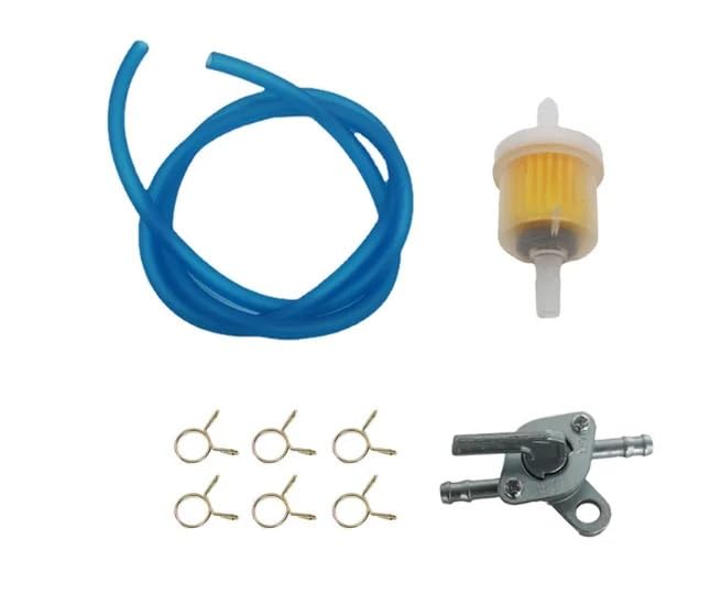 Grifo combustible para rutas seguras en moto de campo con manguera azul