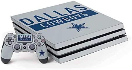 Skinit Decal Gaming Skin Compatible with PS4 Pro Console and Controller Bundle - Officially Licensed NFL Dallas Cowboys Silver Performance Series Design