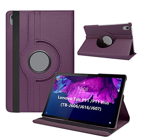 Dlahaby Funda para Lenovo Tab P11 Plus TB-J616 / Tab P11 TB-J606 11 Pulgadas, Cuero PU con Función de Soporte Giratorio Funda para Lenovo Tab P11 & Lenovo Tab P11 Plus,Morado