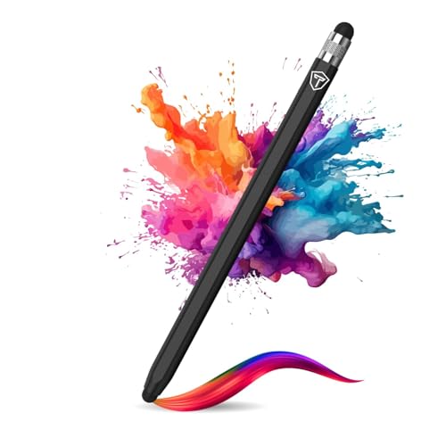 Image of Tukzer 2in1 Universal Stylus Capacitive Pen, Fine Tip,High Sensitivity & Precision for Smartphones, Tablets, iPad, iPhone, iOS,Android,Windows & All Touch Screens Devices-Jet Black