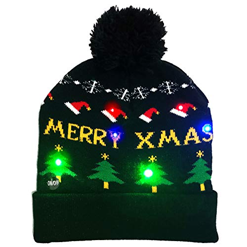 Light Up Ugly Christmas Beanie White Elephant Gift