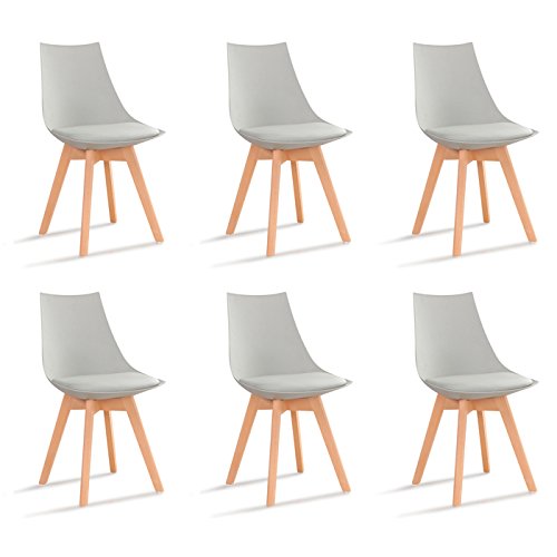 Designetsamaison Lot de 6 chaises scandinaves Grises - Prague