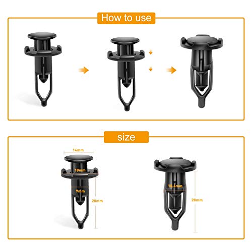 image for GOOACC 100PCS Nylon Push-Type Automotive Clips Rivet Retainer Fender B