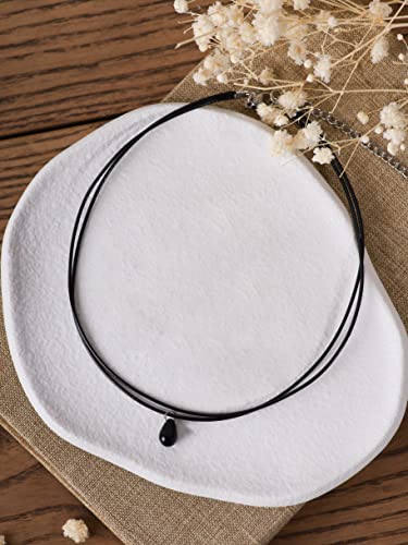 Sacina Goth Boho Hippie Dainty Double Layered Black Choker Necklace, Teardrop Glass Necklace, Halloween Christmas New Year Gift For Women #TOP4