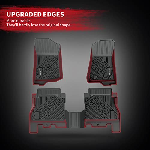 Lasfit Floor Mats Fit For 2018-2023 Jeep Wrangler Jl Unlimited 4 Door Only (Not Fit For Jk Or 4Xe), Tpe All Weather Car Liners,Custom Fit 1St & 2Nd Row Floor Liners, Black #TOP2
