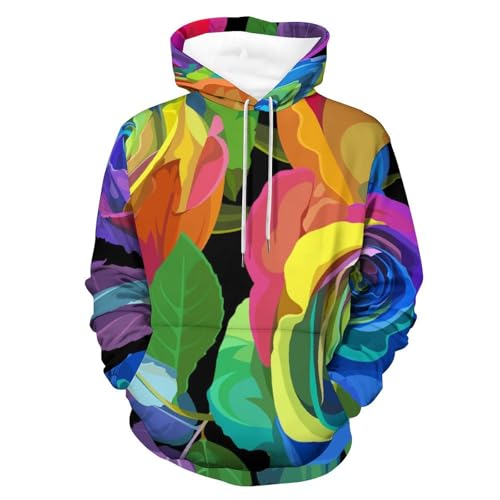 Sweats à capuche rose aquarelle pull manche longue hoody femme homme S