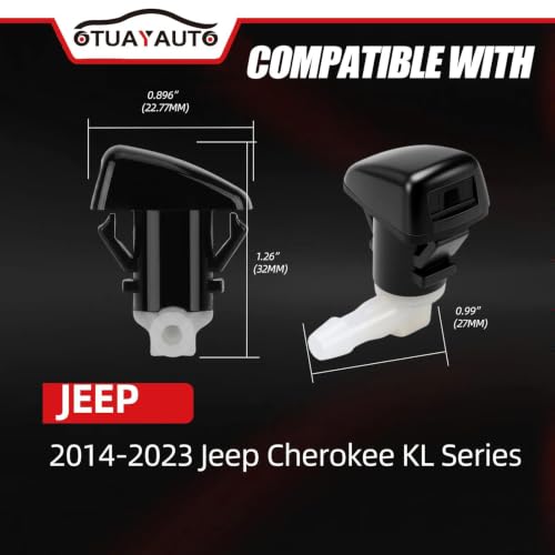 Image of OTUAYAUTO Front Windshield Washer Nozzles Replacement for 2014-2023 Jeep Cherokee KL Series, Windshield Washer Fluid Nozzle Kit Replaces 68102968AA, Set of 2