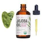 Kate Blanc Cosmetics Jojoba Oil for Hair, Skin & Face with Gua Sha Stone Kit. Gua Sha Oil for Face Massage (4oz, Organic, 100% Pure, Natural)