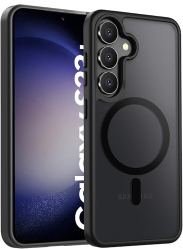 Image of Elzzi Magnetic Compatible with Samsung S23 Plus (Compatible with MagSafe) Translucent Shockproof, Anti-Fingerprint Phone Case, Black
