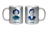 Princess Leia & Han Solo Inspired'I Love You/I Know' Pair of 11oz Silver Ceramic Coffee Mugs