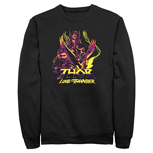 Marvel Thor: Love & Thunder Thunder Character Pyramid Mens Pullover Crew Fleece Black - image 1