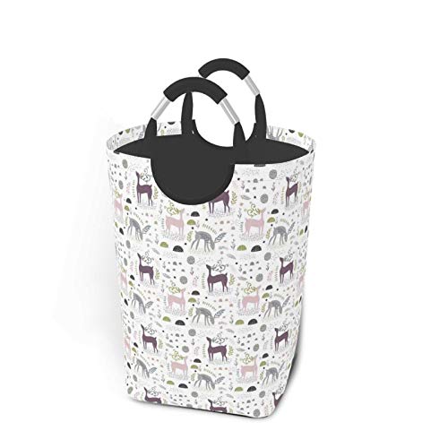 Wäschesack,Forest Woodland Deer Leaves drucken,Großer faltbarer Wäschekorb,zusammenklappbarer Wäschekorb,zusammenklappbarer