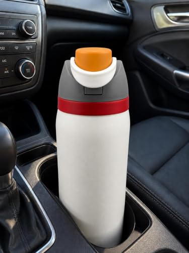 Image of HomeCloud 950ML Stainless Steel Water Bottle - Double-Wall Vacuum Insulated, Leakproof Straw Lid, BPA-Free Reusable Travel Flask with Two-Way Spout for Gym, Office & Outdoor Use (S White Grey)