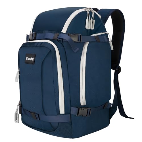 Coolfel Sac à Dos pour Chaussures de Ski, 50L Sac à Dos de Voyage pour Ski avec Compartiment pour Casque, pour Snowboard, Patins ou Rollers, Sports d'hiver