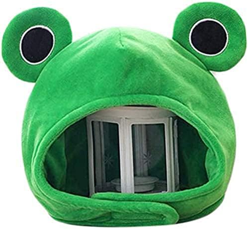 OUNONA Plush Frog Head Frog Hat with Moving Ears Soft Polyester Winter Warm Headgear Novelty Cosplay Costume Party Photo Props 12.6X15 Inch - Image 8
