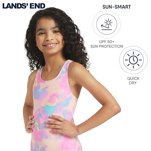 Image of Lands' End Girls' UPF 50+ Stretch Crisscross Back One Piece Swimsuit