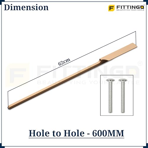 Image of Goldcrest 62cm Handle for Wardrobe & Cabinet /Cupboard Handle /Wardrobe Handle /600mm Hole to Hole (PVD Rose Gold) Pack of 2 (Left - Right)-| 3 Years Warranty |