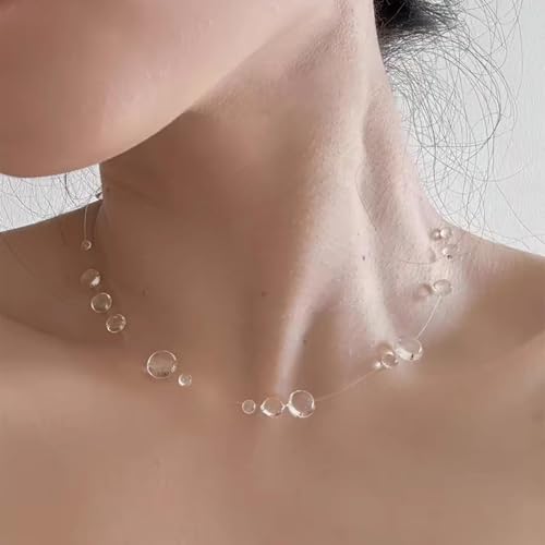 YANCHUN Dew Drop Necklace Choker Necklace for Women Clear Drop Necklaces Lariat Necklaces for Women Handmade Dew Jewelry4