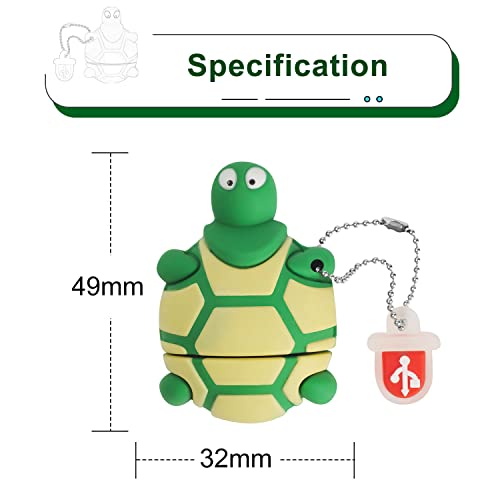 64GB USB Flash Drive Cute Turtle-Shaped, BorlterClamp Funny Memory Stick Cute USB 2.0 Drive Novelty Thumb Drive for External Data Storage, Green - Image 5