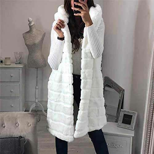 Bidobibo Faux Fur Vest Women With Hood Winter Long Coats Fuzzy Fluffy Jackets Fashion Dressy Vests Fleece Sherpa Outerwear #TOP3