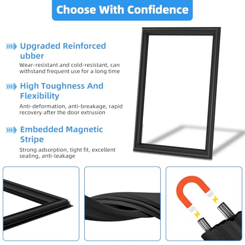 Image of UPGRADED W10436252 Freezer Door Gasket Compatible with Maytag, Amana, Jenn Air, Kenmore, KitchenAid, Whirlpool Refrigerator Freezer Door Gasket WRF535SMBM00 W10164041 W10131754 Freezer Door Seal Black