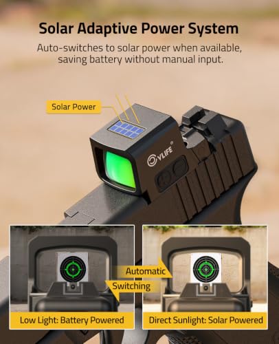 CVLIFE BearMight Enclosed Solar Multi Reticle Green Dot Sight for RMSC - image 3
