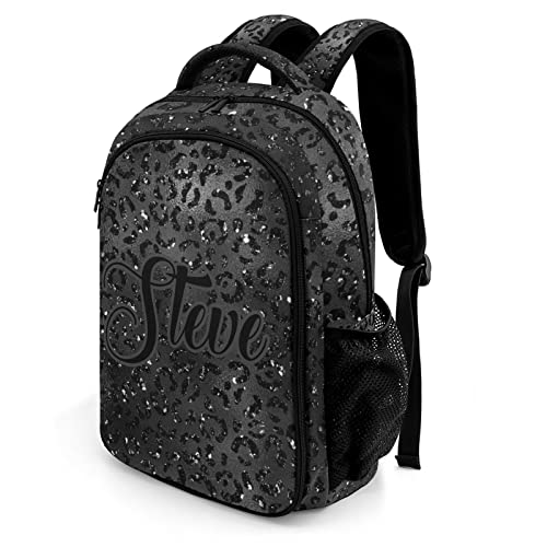 Leopard Bling Print Black Backpack Multifunctional Waterproof Laptop Bag for Travel Gift2