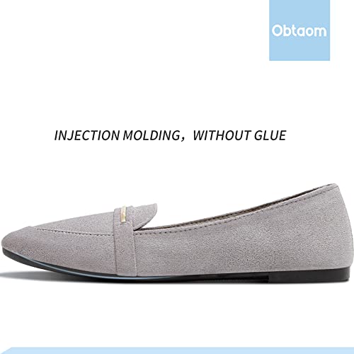Image of Obtaom Women's Pointy Toe Loafer Flat Comfortable Faux Suede Work Shoes,Cute Penny Loafer Slip On Ballet Flat