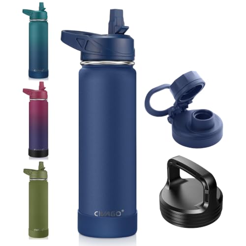 Image of CIVAGO 24 oz Insulated Stainless Steel Water Bottle With Straw and 3 Lids