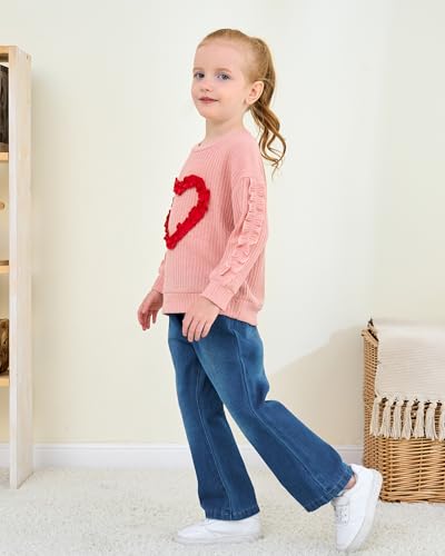 Toddler Baby Girl Clothes Kids Outfits Ruffle Heart Sweatshirt Jeans Denim Pants Set Little Girls Clothing3
