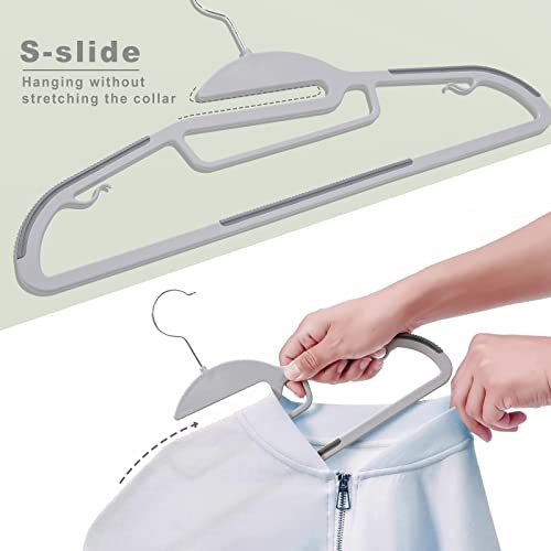 Heavy Duty Plastic Hangers 60 Pack With Non-Slip Design,0.2 Inches Thick,360°Swivel Hook Space Saving Organizer For Bedroom Closet,Shirts,Pants,Strong Enough For Coat (Grey- S Shaped) #TOP2
