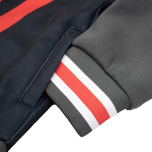 Image of Marvel Comics Spider-Man Miles Morales Boys Sweatshirt - Button-Up Long Sleeve Graphic Print Hooded Varsity Jacket for Kids