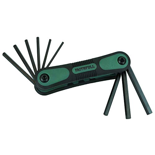 Faithfull HKSF9AF Folding Hex Key Set A/F (9 Pieces), Green