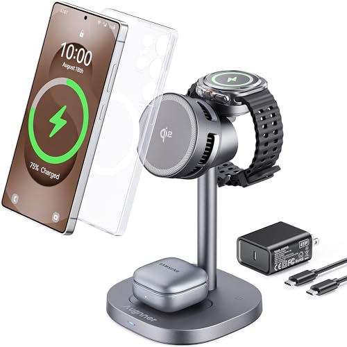 Magnetic Wireless Charger for Samsung, Fast Qi2 Certified 15W 3 in 1 Charging Station TEC Cooling Compatible with Magsafe for Galaxy S26 Ultra/S25/Z Fold 7/Flip7, Samsung Watch Ultra/8/7,Galaxy Buds
