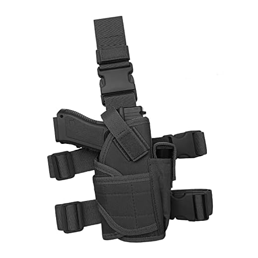 Molle Tactical Pistol Thigh Gun Holster, Drop Leg Holster, Right Hand Adjustable (A-Black)
