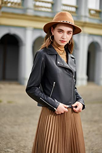 S P Y M Womens Faux Leather Moto Biker Short Coat Jacket #TOP2