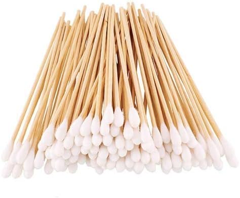 WOIWO 200PCS 6 inch Long Cotton Swabs with Wood Handles Single Tip Cotton Tipped Applicator