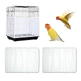 KASESSS 2 Stück Elastisches Vogelkäfig Abdeckung, Atmungsaktive Vogel Käfig Netz Anti-Spritz-SchüRze für Papageien/Sittiche, Langlebig Vogelkäfig Schutz für Runde Quadratische Käfige 220x 40cm Weiß