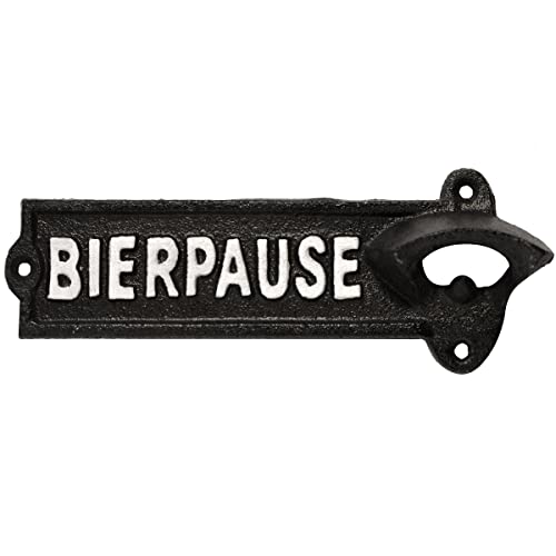 Flaschenöffner BIERPAUSE Bieröffner Wand Kapselheber 21,5 cm Metall Cover