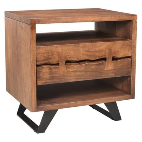 Moe's Home Collection Madagascar Acacia Wood Nightstand, Natural, 21.5"" h x 21.5"" w x 16"" d Cover