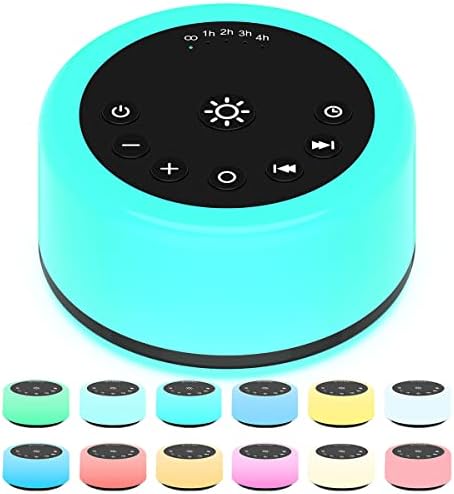 ColourNoise Sound Machines White Noise Machine 12 Colors Night Lights with 30 Soothing Sounds Sleep Machine with 5 Timers Portable for Home Travel and Office-Black