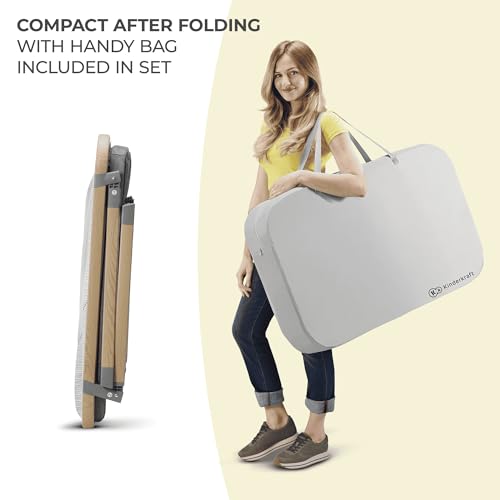 Kinderkraft Kinderreisebett 4 in 1 SOFI, Babybetten, Kinderbett, Baby Zustellbett, Reisebett mit Zubehör, mit Laufgitterfunktion, Modernes Design, Kleine Abmessungen nach Zusammenklappen, Grau