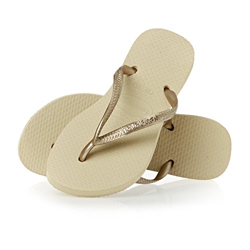 Chinelo Slim, Havaianas, Meninas, Areia/Dourado Claro, 25/26