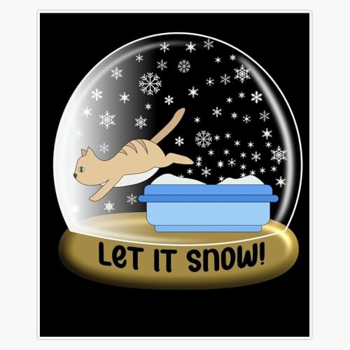 Let It Snow Holidays Snow Globe Litter Box Kitty Cat Sticker Decal Laptop Car Window Vinyl 5