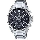 Casio Edifice EFV-650D-1AVUDF - Reloj clásico para Hombre, Esfera Negra y Correa Plateada, Talla única