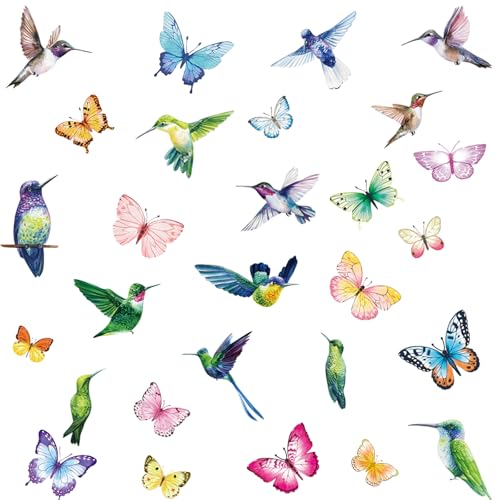ZEMINRI 59 Pièces Stickers Muraux Imperméable Réutilisable Autocollants Oiseaux Décoratifs...