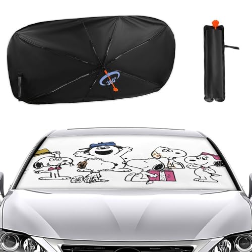 スヌーピー (6) 車用 サンシェード 傘型 折り畳み式 フロントガラス用 車用パラソル 日よけ 遮光 強力断熱 日焼け対策 車内用品 UVカット 紫外線反射 暑さ対策 車中泊 仮眠 プライバシー保護 盗難防止 取付け簡単 収納便利 収納ポーチ付き 車保護