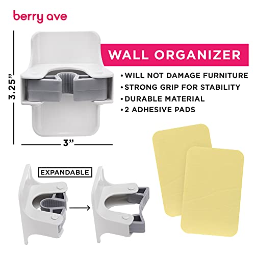 Image of Combo 5 Slot Broom Holder w / 1 Self Adhesive Mop Gripper No-Drilling, Wall Mount Tool Organizers For Kitchen, Garage, Laundry Room- Anti-Slip Hanger For Brooms, Mops, Rakes, Dustpans (Grey / White)
