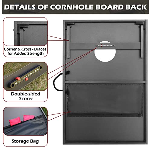 Raychee Cornhole Boards Set Corn Holes Outdoor Game Regulation Size Corn Hole Bean Bag Toss For Adults Family Lawn Beach, Include Twine Handle & 8 Bean Bags #TOP3