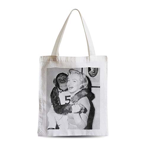 Grande volume French Unicorn Tote bag Borsa Shopping Marilyn Monroe Scimmia Star Hollywood Foto Retro, bianco, 38 x 42 cm